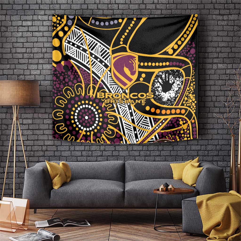 Brisbane Broncos Tapestry Australian Aboriginal Dot Painting Handprint