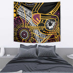 Brisbane Broncos Tapestry Australian Aboriginal Dot Painting Handprint