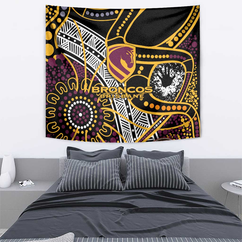 Brisbane Broncos Tapestry Australian Aboriginal Dot Painting Handprint