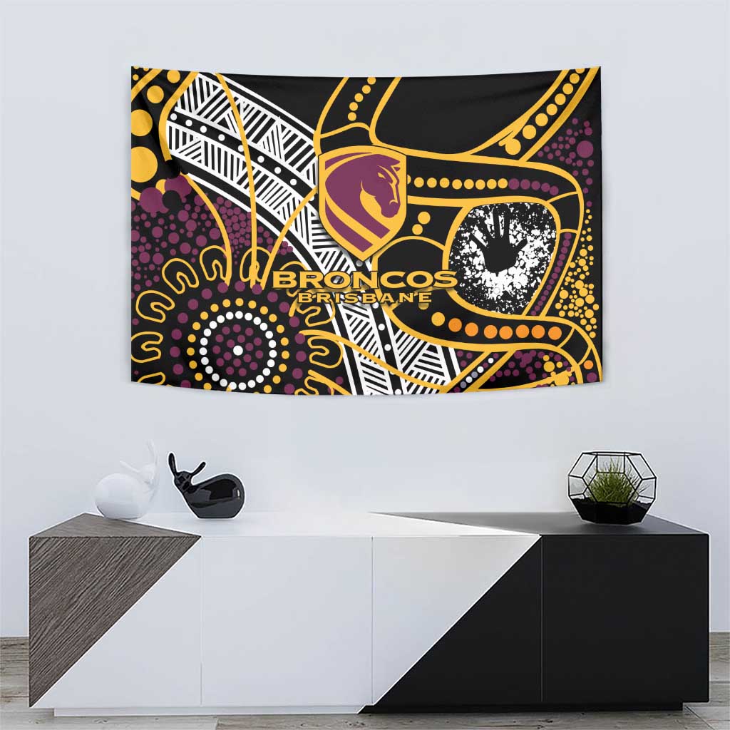 Brisbane Broncos Tapestry Australian Aboriginal Dot Painting Handprint