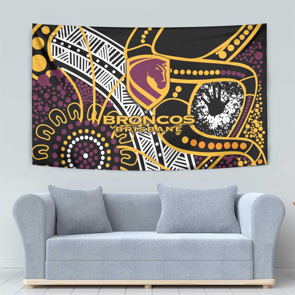 Brisbane Broncos Tapestry Australian Aboriginal Dot Painting Handprint