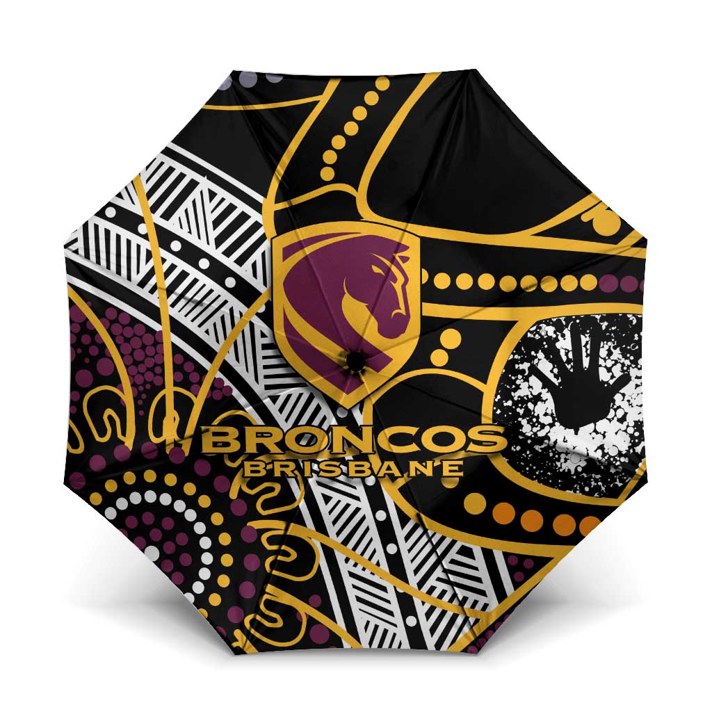 Brisbane Broncos Umbrella Australian Aboriginal Dot Painting Handprint