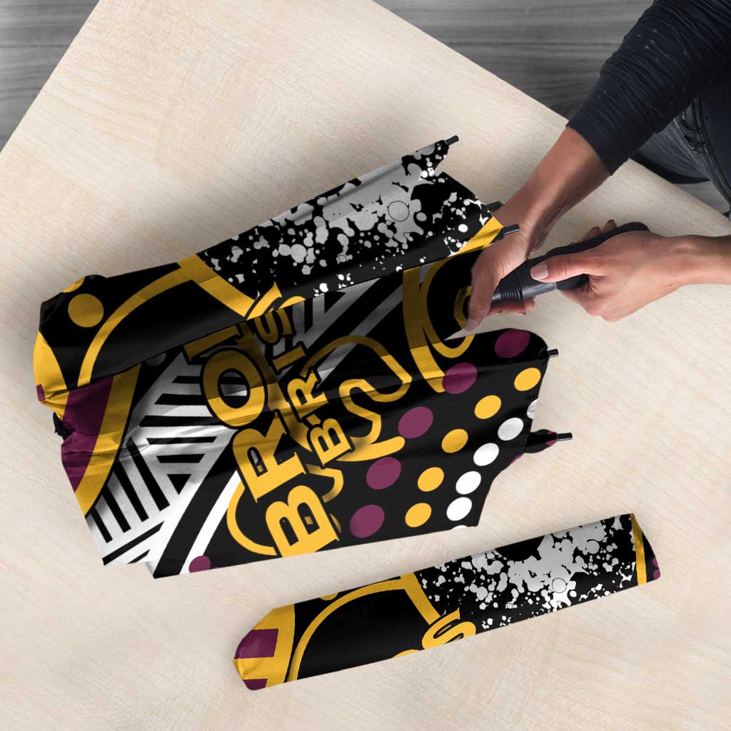Brisbane Broncos Umbrella Australian Aboriginal Dot Painting Handprint