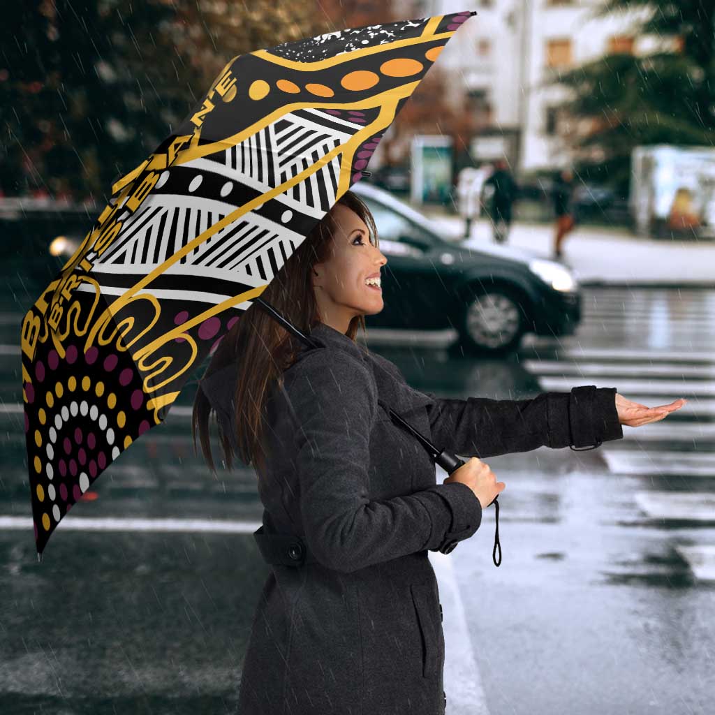 Brisbane Broncos Umbrella Australian Aboriginal Dot Painting Handprint