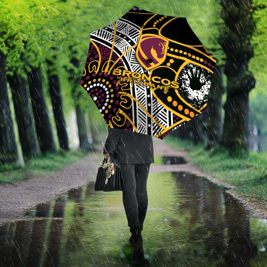 Brisbane Broncos Umbrella Australian Aboriginal Dot Painting Handprint