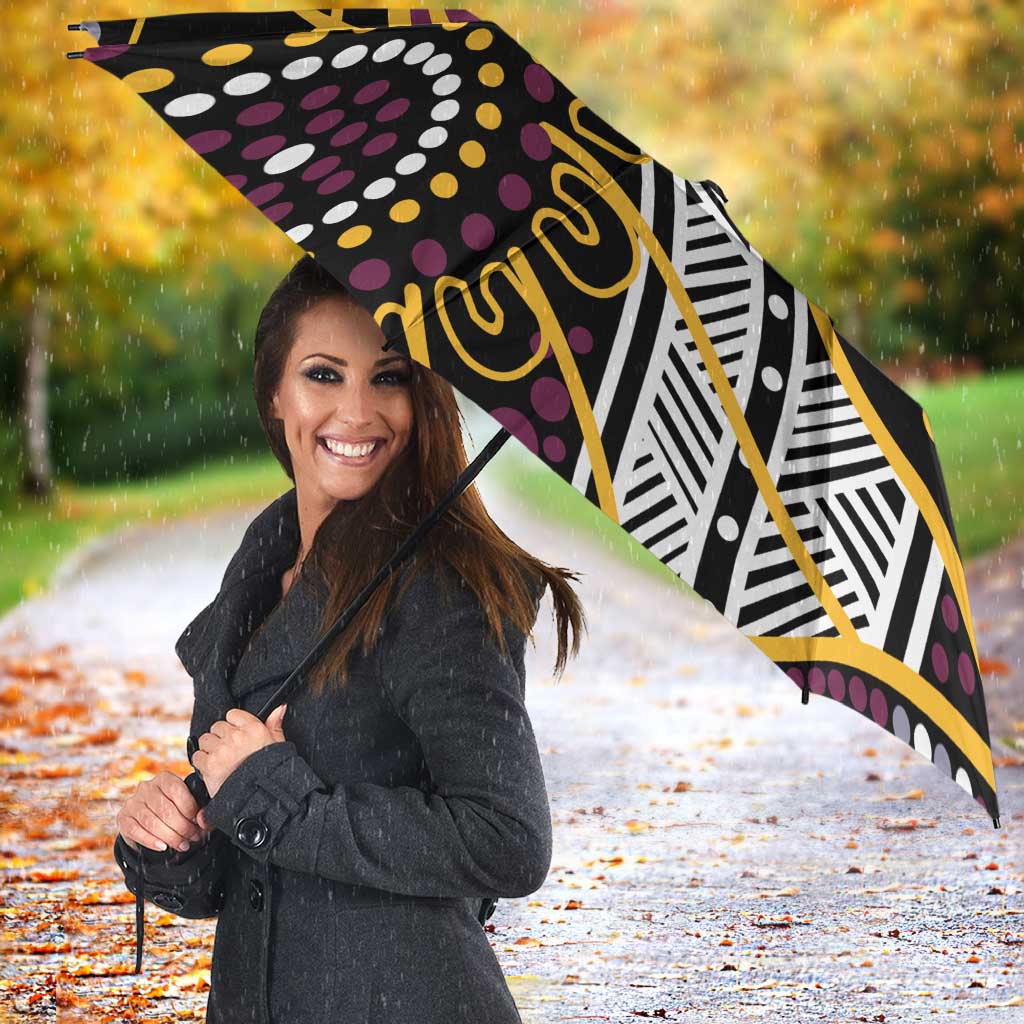 Brisbane Broncos Umbrella Australian Aboriginal Dot Painting Handprint