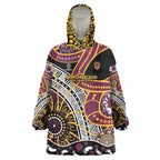 Brisbane Broncos Wearable Blanket Hoodie Australian Aboriginal Dot Painting Handprint