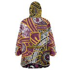 Brisbane Broncos Wearable Blanket Hoodie Australian Aboriginal Dot Painting Handprint