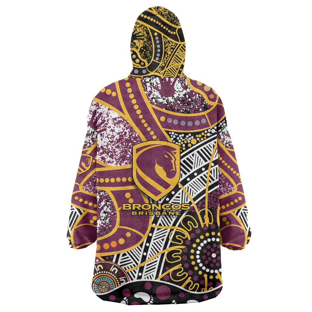 Brisbane Broncos Wearable Blanket Hoodie Australian Aboriginal Dot Painting Handprint