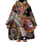Brisbane Broncos Wearable Blanket Hoodie Australian Aboriginal Dot Painting Handprint