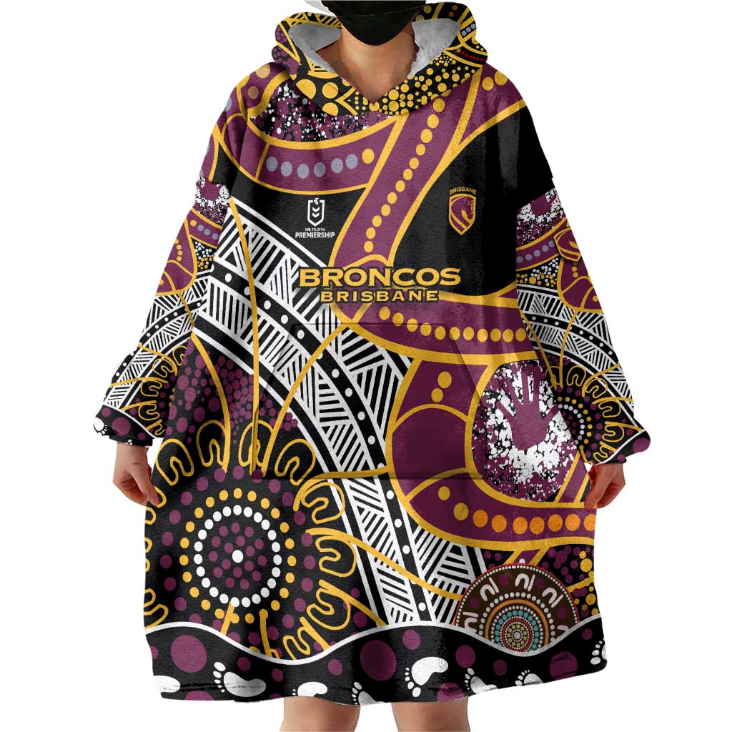 Brisbane Broncos Wearable Blanket Hoodie Australian Aboriginal Dot Painting Handprint