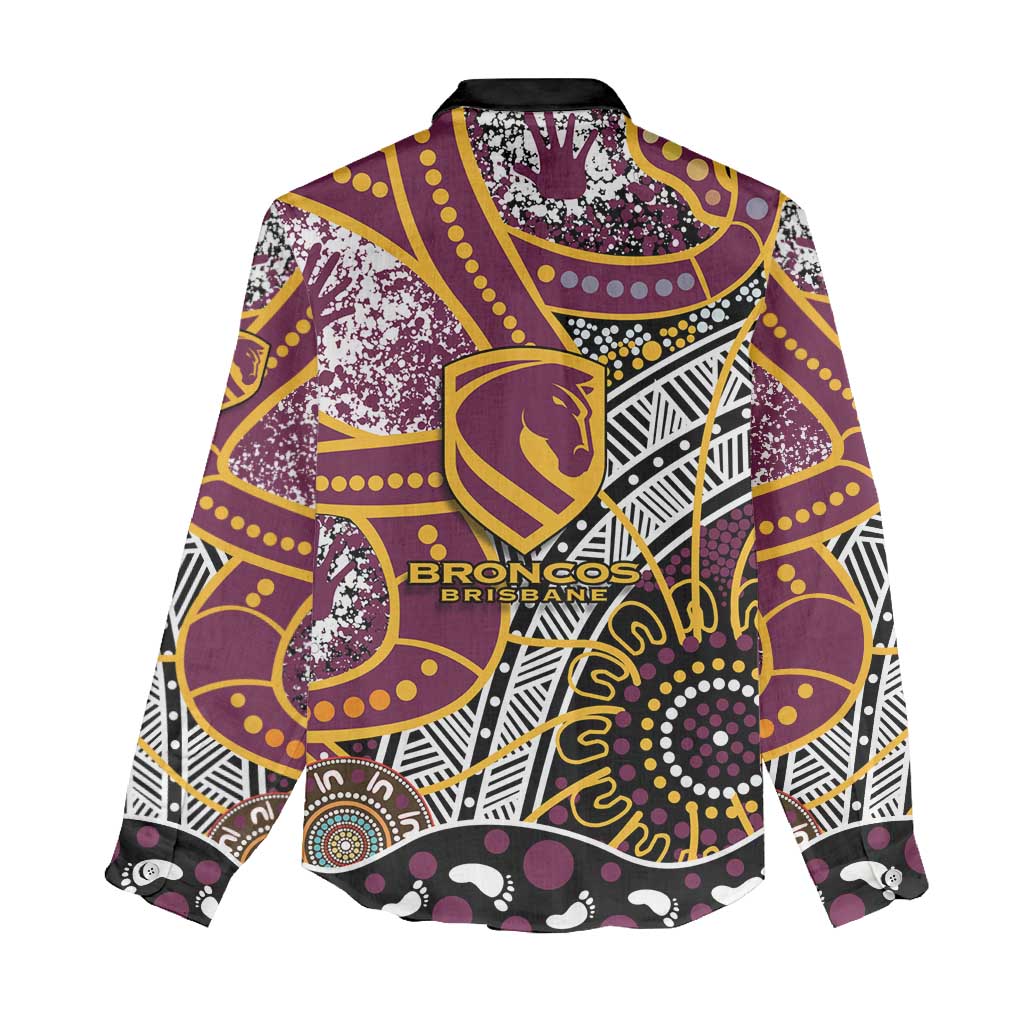 Brisbane Broncos Women Casual Shirt Australian Aboriginal Dot Painting Handprint