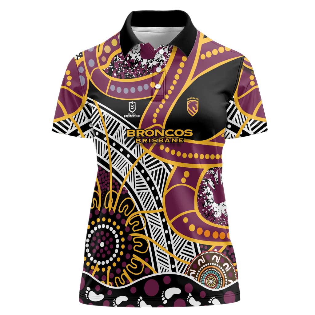 Brisbane Broncos Women Polo Shirt Australian Aboriginal Dot Painting Handprint