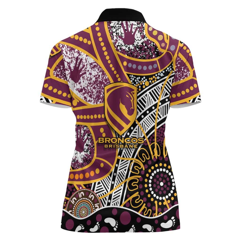Brisbane Broncos Women Polo Shirt Australian Aboriginal Dot Painting Handprint