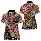 Brisbane Broncos Women Polo Shirt Australian Aboriginal Dot Painting Handprint