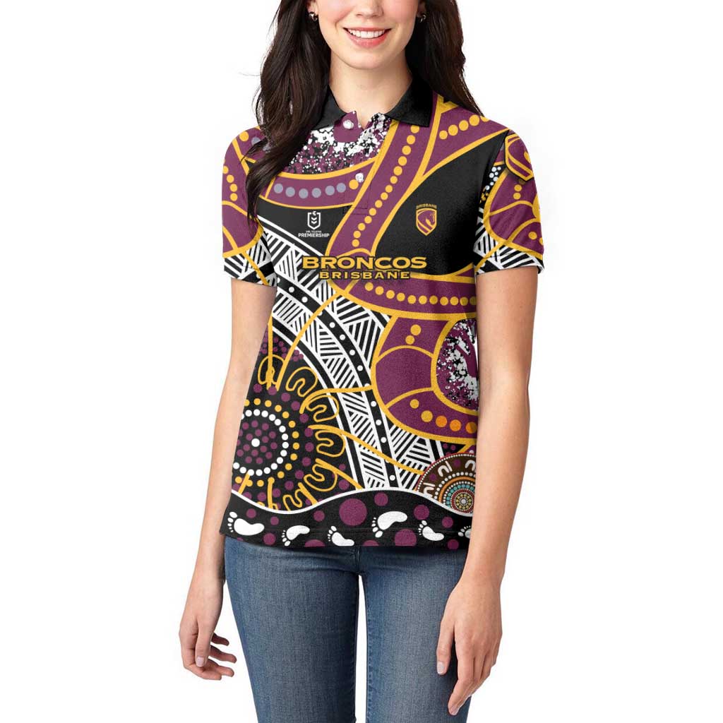 Brisbane Broncos Women Polo Shirt Australian Aboriginal Dot Painting Handprint