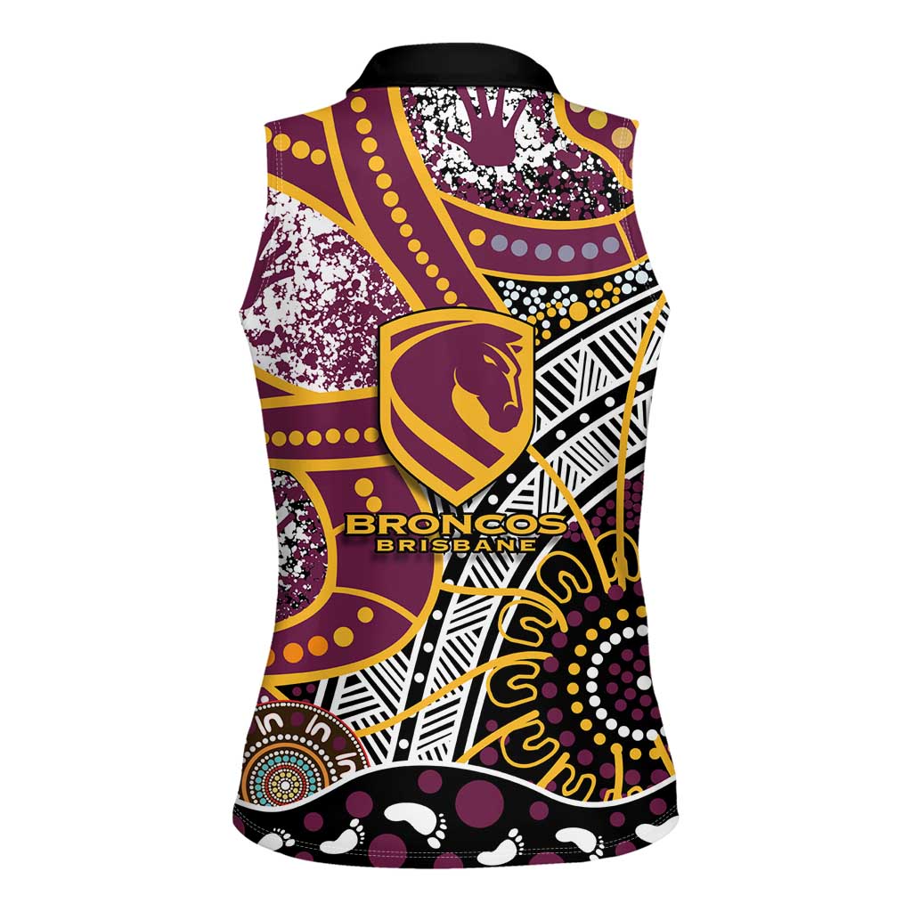 Brisbane Broncos Women Sleeveless Polo Shirt Australian Aboriginal Dot Painting Handprint