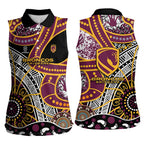 Brisbane Broncos Women Sleeveless Polo Shirt Australian Aboriginal Dot Painting Handprint