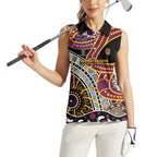 Brisbane Broncos Women Sleeveless Polo Shirt Australian Aboriginal Dot Painting Handprint
