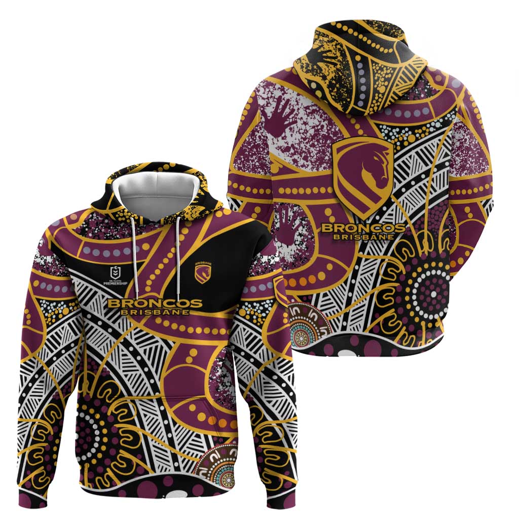 Brisbane Broncos Zip Hoodie Australian Aboriginal Dot Painting Handprint