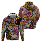 Brisbane Broncos Zip Hoodie Australian Aboriginal Dot Painting Handprint