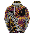 Brisbane Broncos Zip Hoodie Australian Aboriginal Dot Painting Handprint