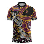 Brisbane Broncos Zipper Polo Shirt Australian Aboriginal Dot Painting Handprint