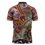 Brisbane Broncos Zipper Polo Shirt Australian Aboriginal Dot Painting Handprint