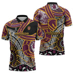 Brisbane Broncos Zipper Polo Shirt Australian Aboriginal Dot Painting Handprint