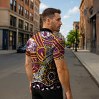 Brisbane Broncos Zipper Polo Shirt Australian Aboriginal Dot Painting Handprint