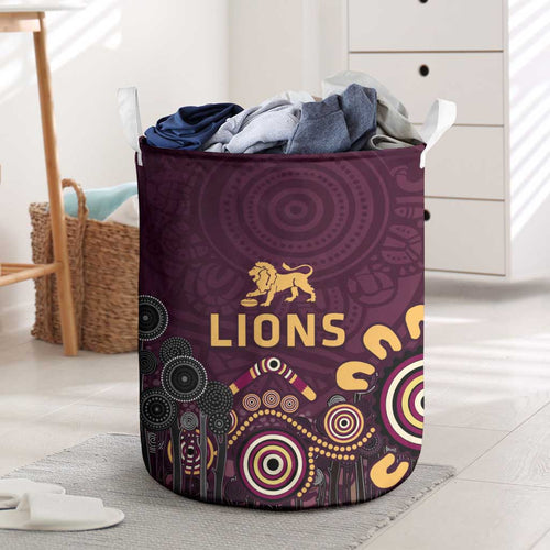 Brisbane Lions Football Laundry Basket Aboriginal Dot and Spiral Art