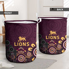 Brisbane Lions Football Laundry Basket Aboriginal Dot and Spiral Art