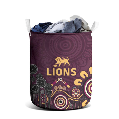 Brisbane Lions Football Laundry Basket Aboriginal Dot and Spiral Art