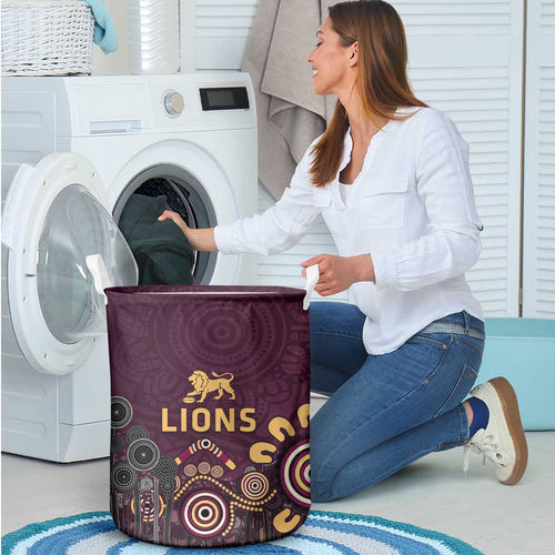 Brisbane Lions Football Laundry Basket Aboriginal Dot and Spiral Art