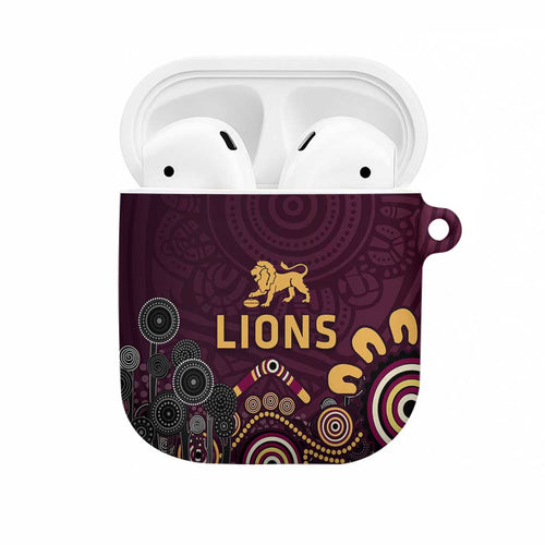 Brisbane Lions Football AirPods Case Aboriginal Dot and Spiral Art