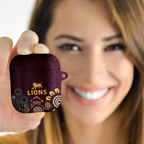 Brisbane Lions Football AirPods Case Aboriginal Dot and Spiral Art
