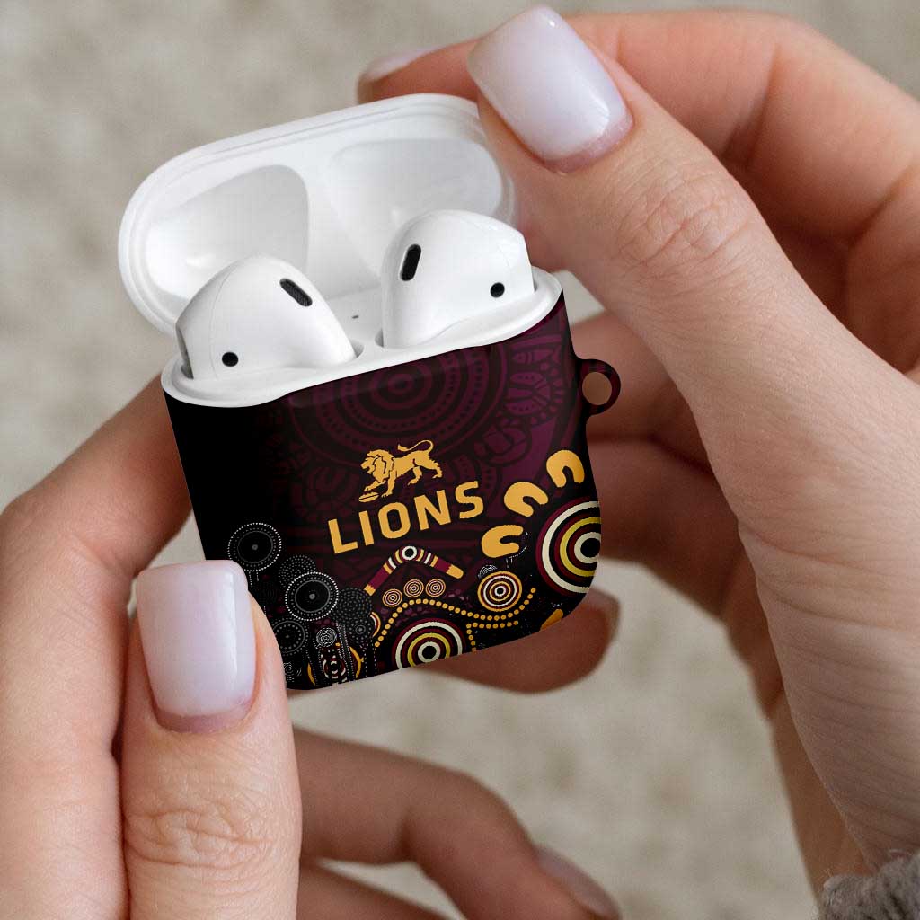 Brisbane Lions Football AirPods Case Aboriginal Dot and Spiral Art