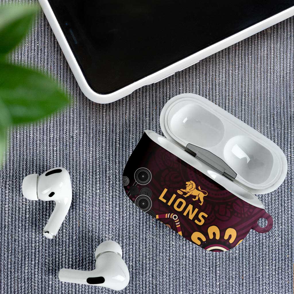 Brisbane Lions Football AirPods Case Aboriginal Dot and Spiral Art