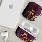 Brisbane Lions Football AirPods Case Aboriginal Dot and Spiral Art