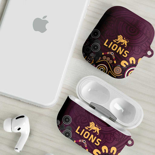 Brisbane Lions Football AirPods Case Aboriginal Dot and Spiral Art