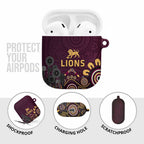 Brisbane Lions Football AirPods Case Aboriginal Dot and Spiral Art