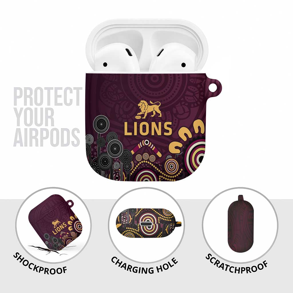 Brisbane Lions Football AirPods Case Aboriginal Dot and Spiral Art