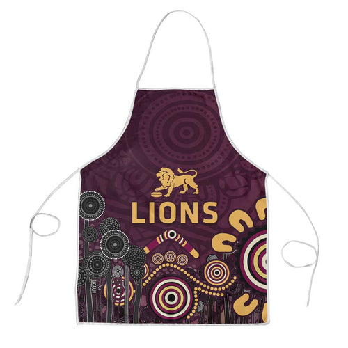 Brisbane Lions Football Apron Aboriginal Dot and Spiral Art