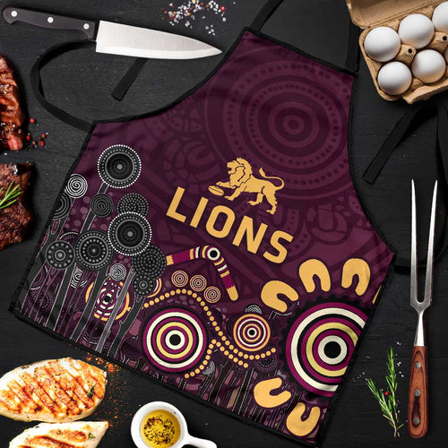 Brisbane Lions Football Apron Aboriginal Dot and Spiral Art