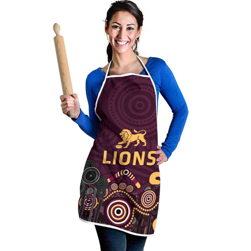 Brisbane Lions Football Apron Aboriginal Dot and Spiral Art