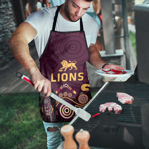 Brisbane Lions Football Apron Aboriginal Dot and Spiral Art