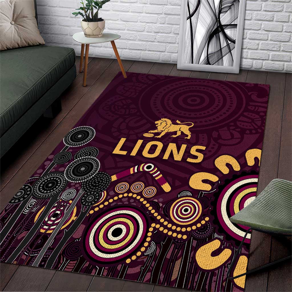 Brisbane Lions Football Area Rug Aboriginal Dot and Spiral Art