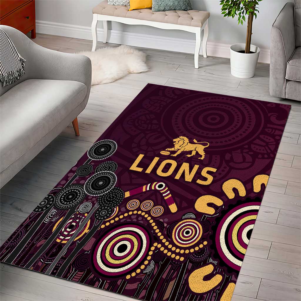 Brisbane Lions Football Area Rug Aboriginal Dot and Spiral Art