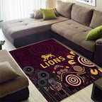 Brisbane Lions Football Area Rug Aboriginal Dot and Spiral Art