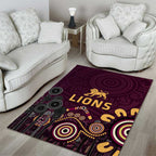 Brisbane Lions Football Area Rug Aboriginal Dot and Spiral Art